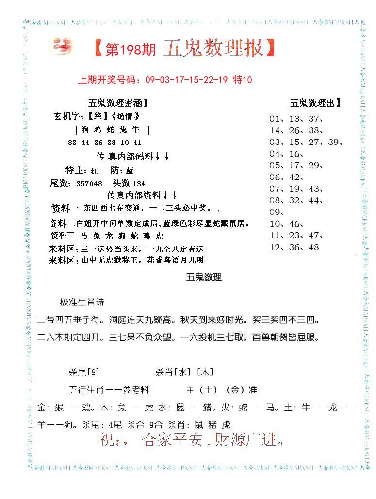 2024198期五鬼数理报