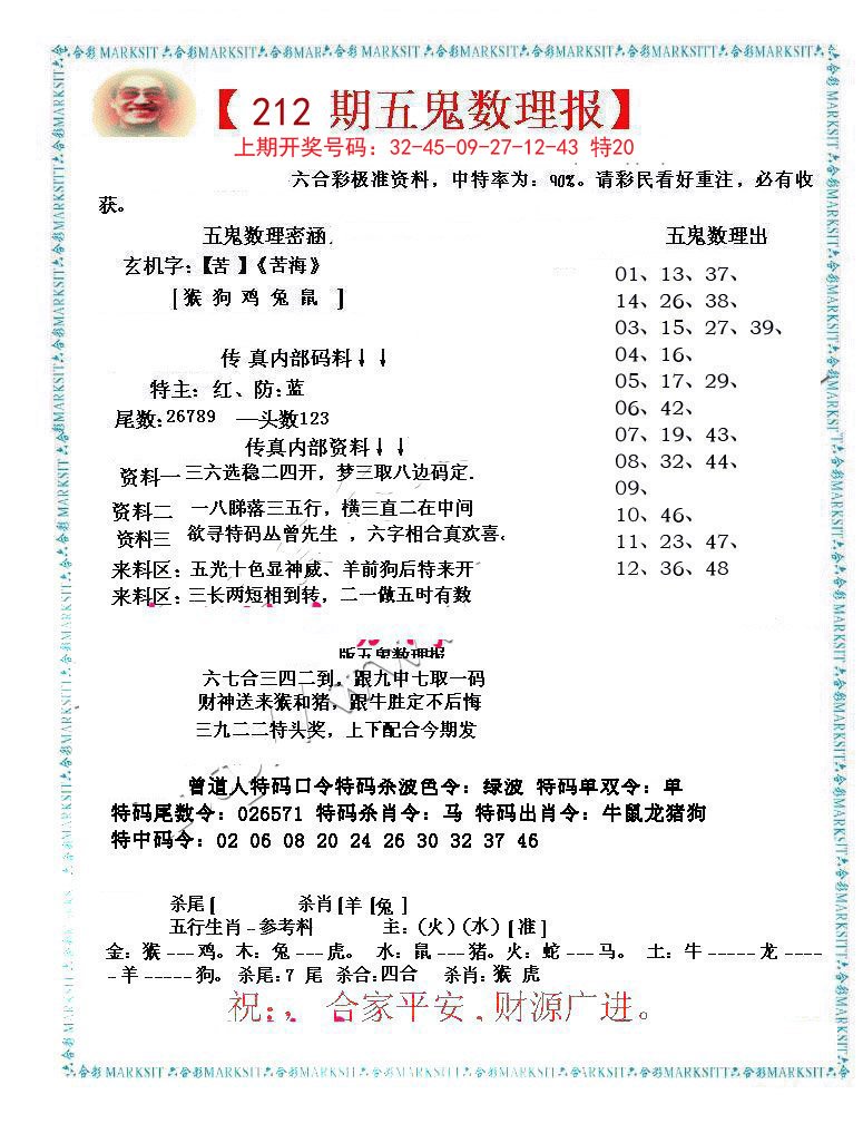 2024212期五鬼数理报