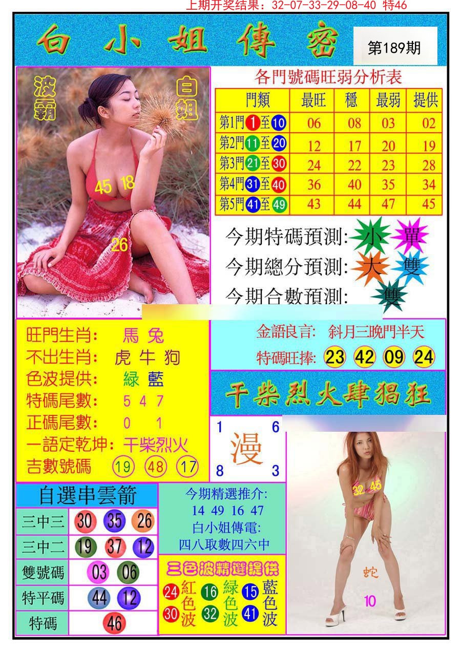 2024189期白小姐传密