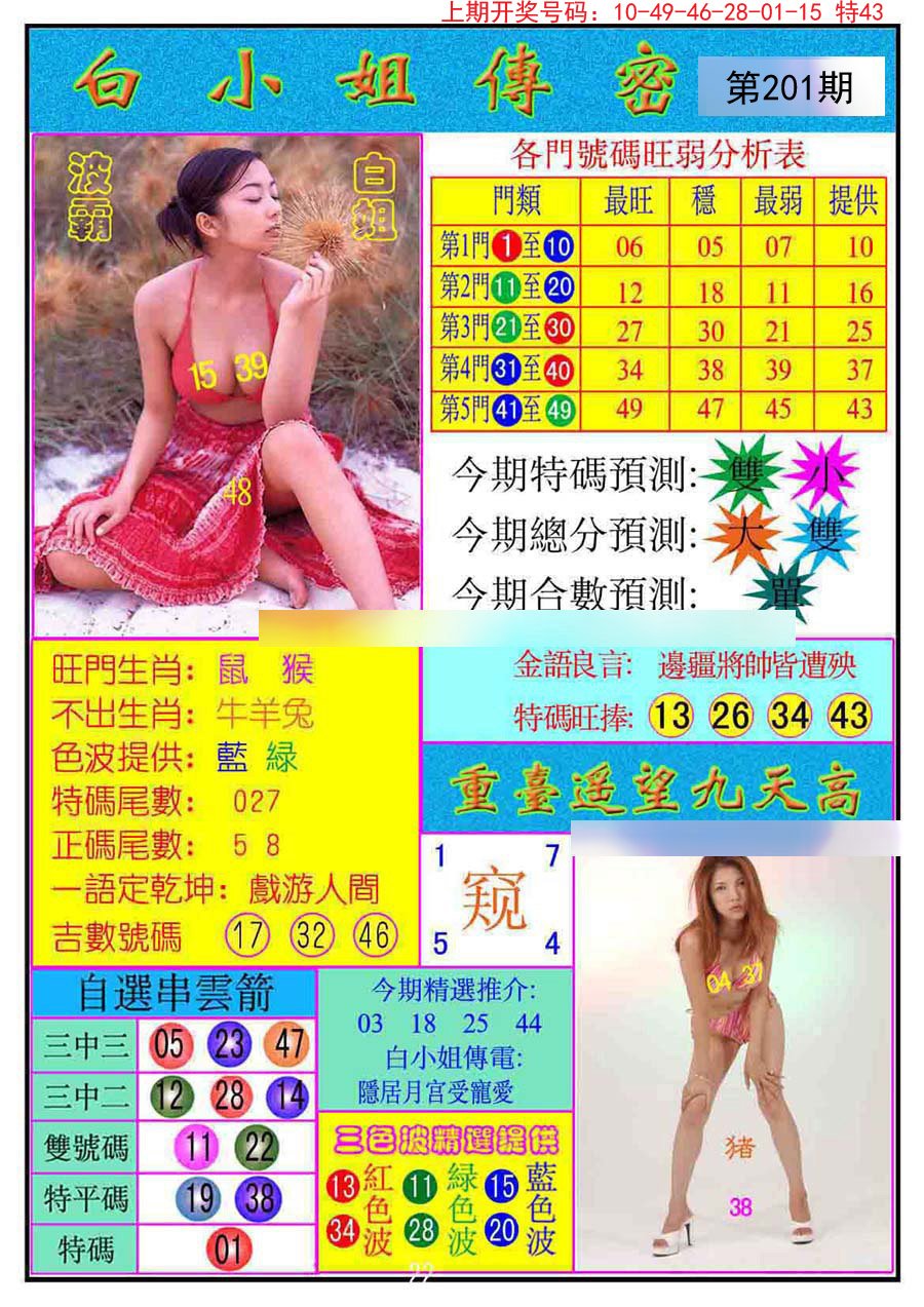 2024201期白小姐传密