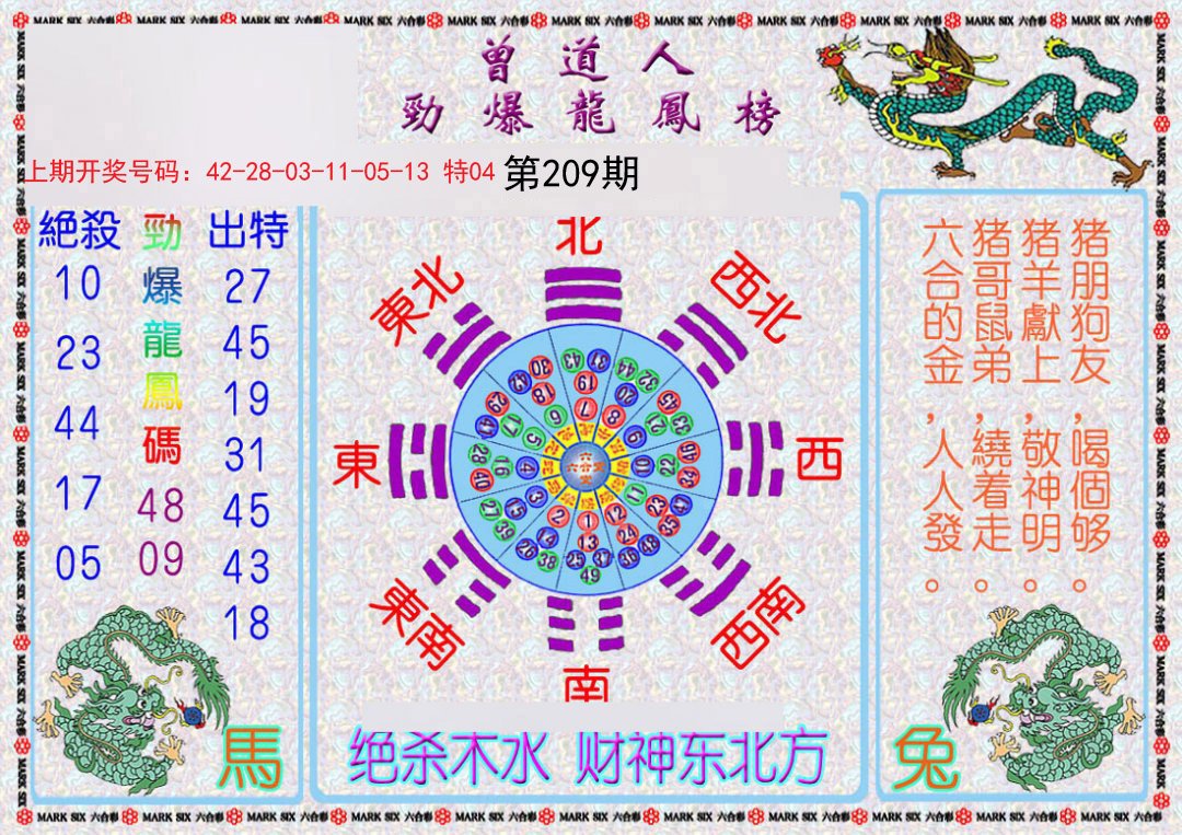 2024209期曾道人劲爆龙凤榜