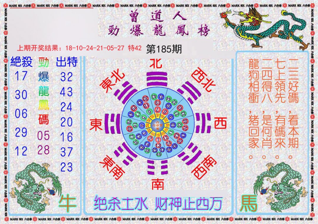 2024185期曾道人劲爆龙凤榜