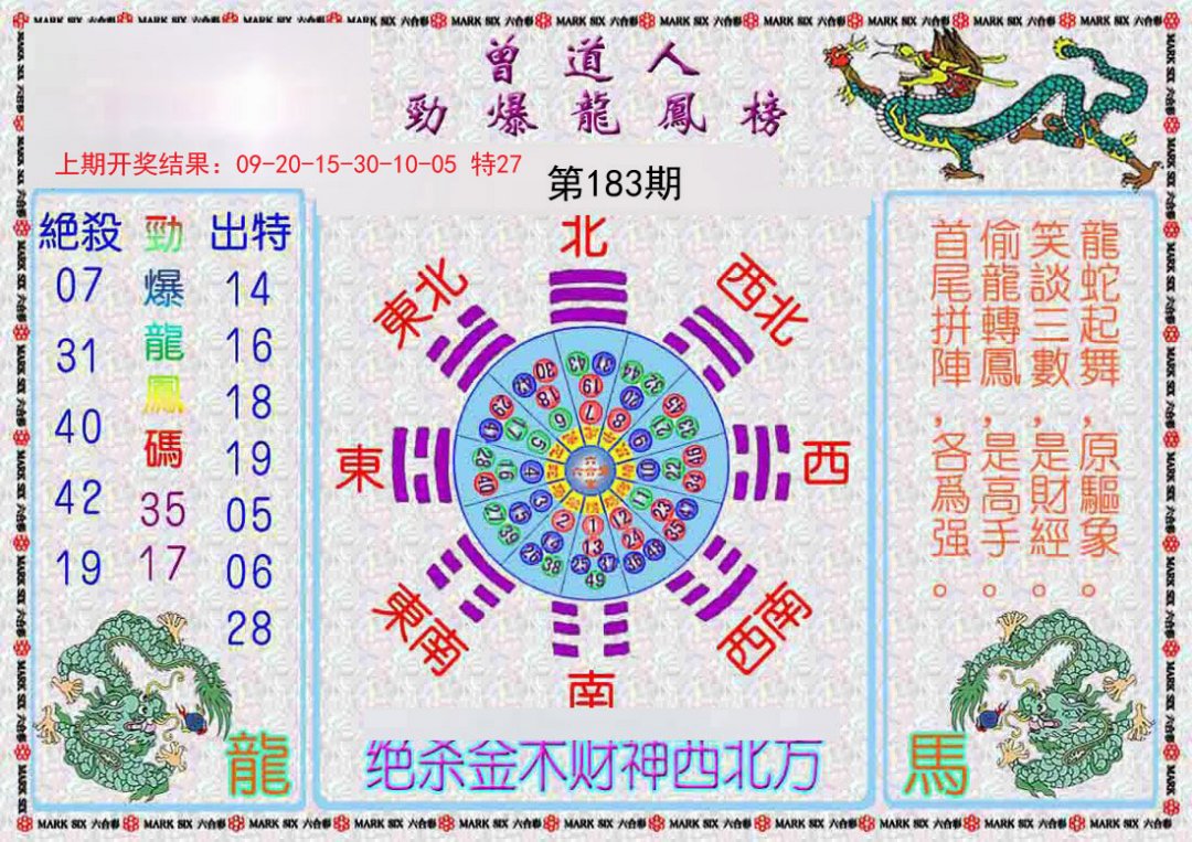 2024183期曾道人劲爆龙凤榜