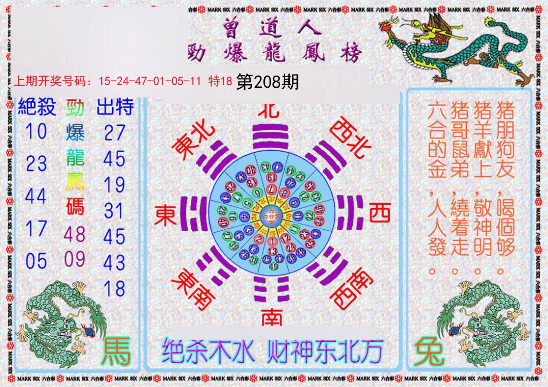 2024208期曾道人劲爆龙凤榜