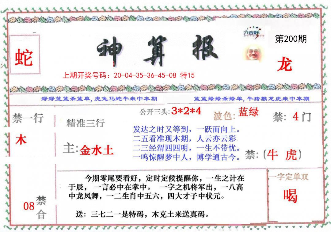 2024200期神算报