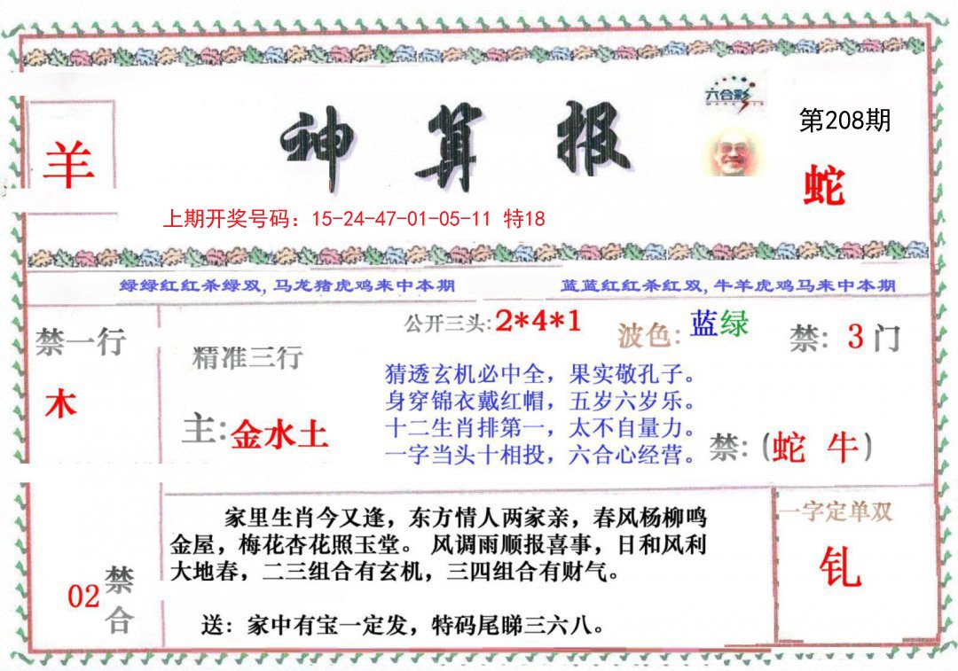 2024208期神算报