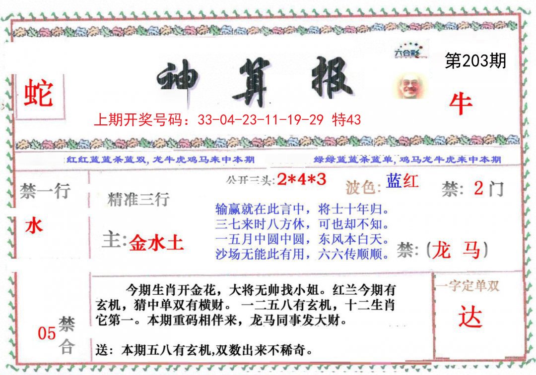 2024203期神算报