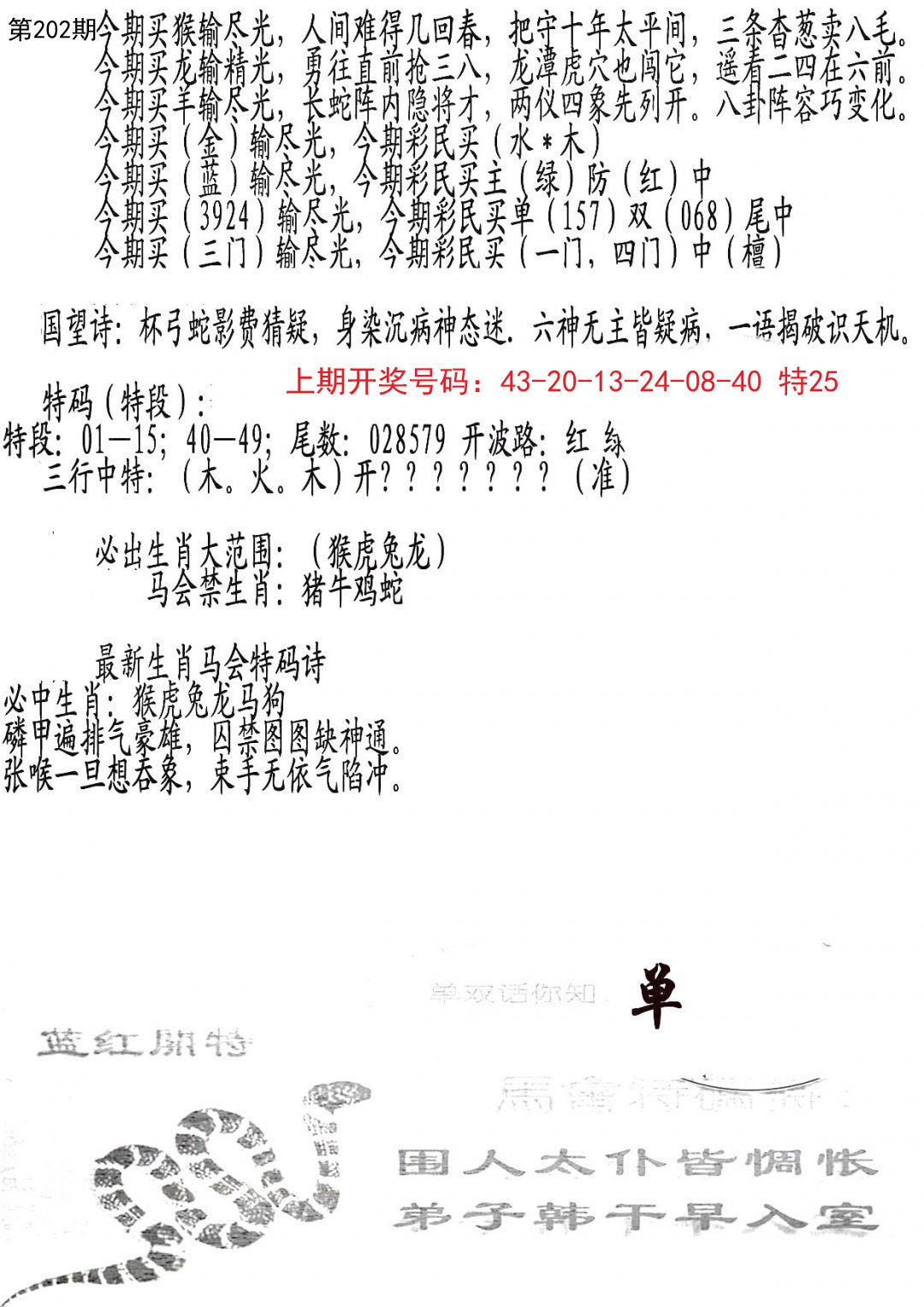 2024202期蛇报B