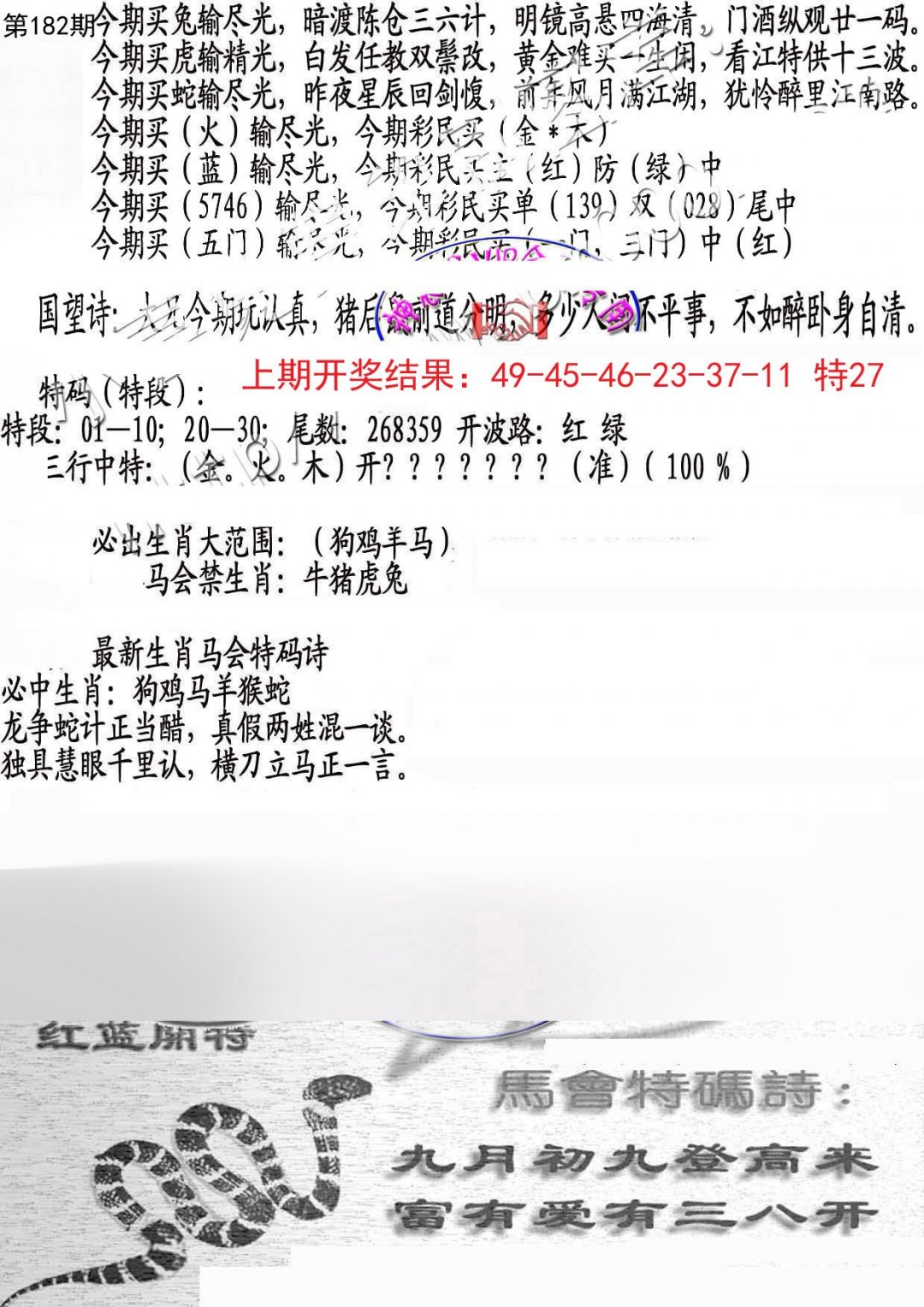 2024182期蛇报B
