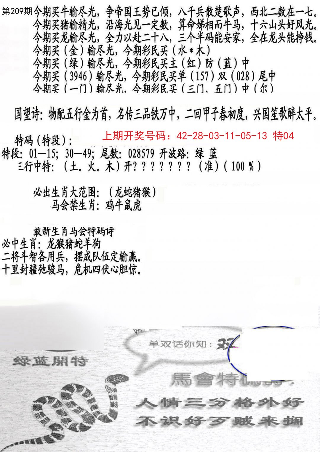 2024209期蛇报B