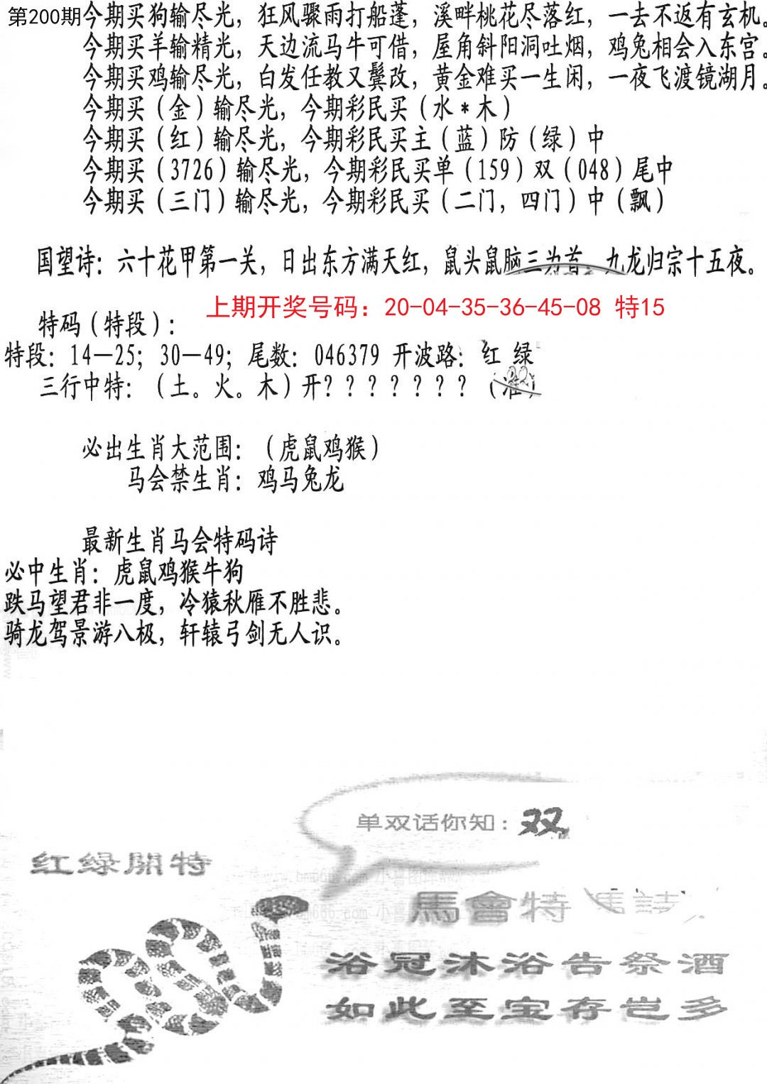 2024200期蛇报B