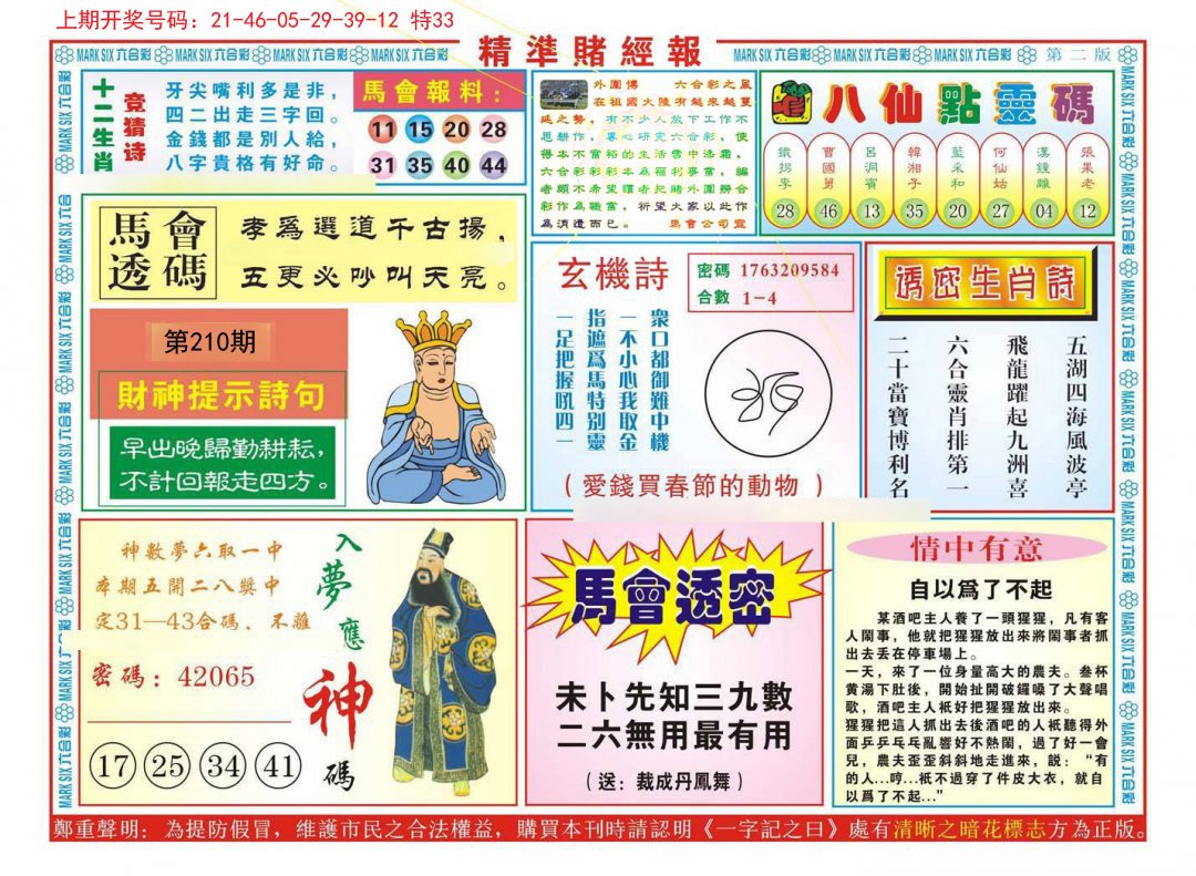 2024210期精准赌经报B