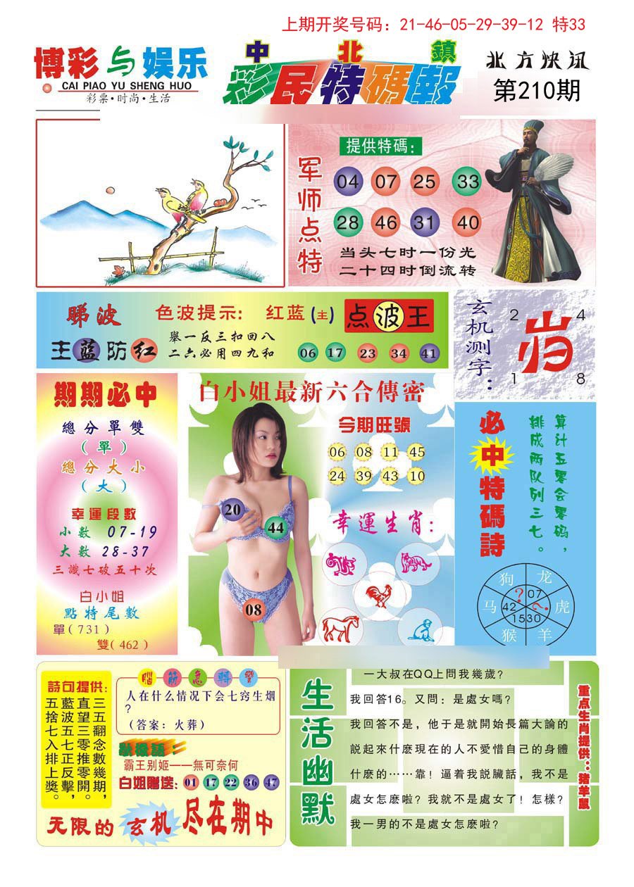 2024210期中北彩民特码报