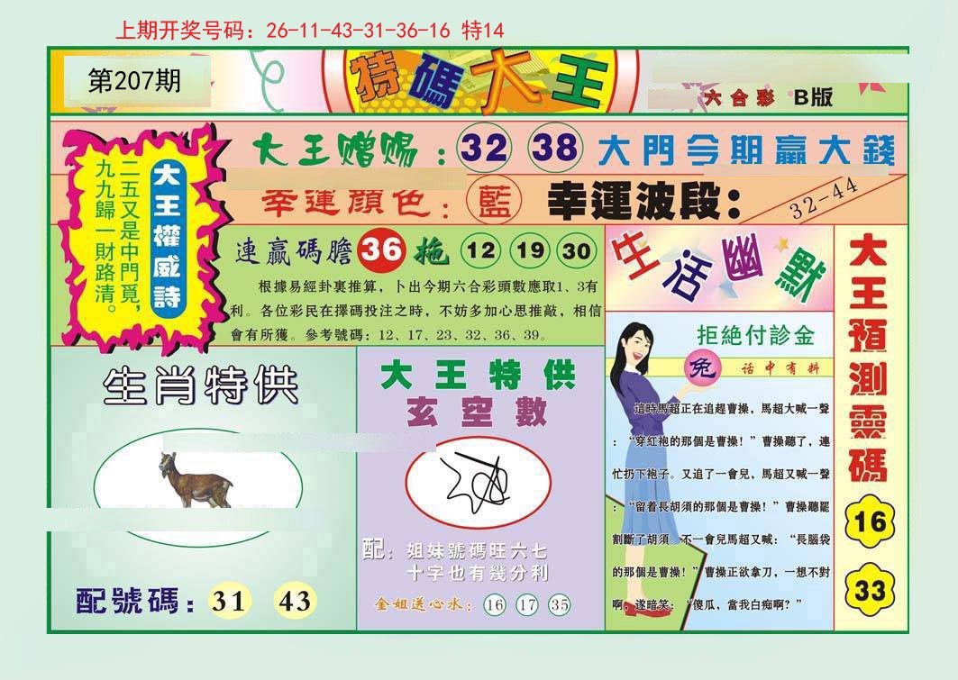 2024207期特码大王B