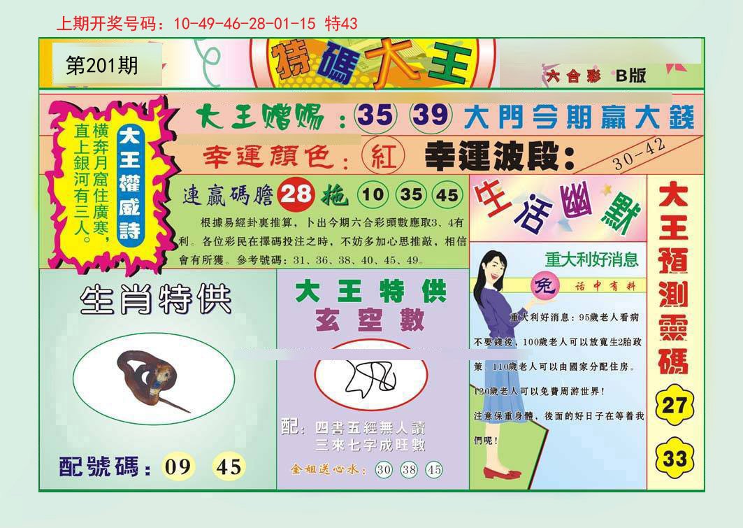 2024201期特码大王B