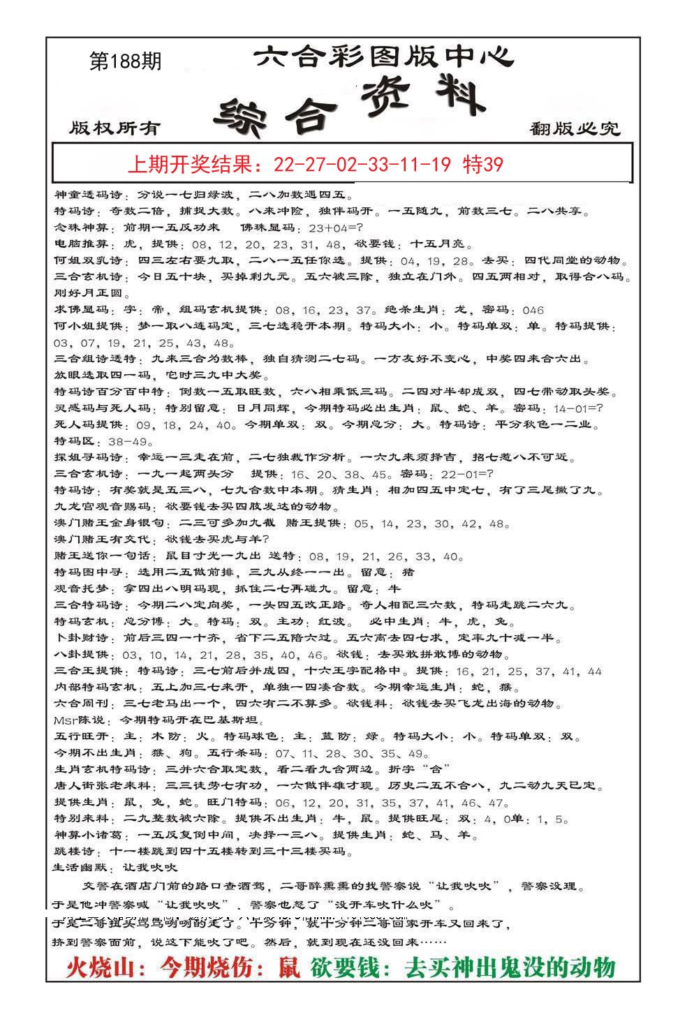 2024188期内部综合资料