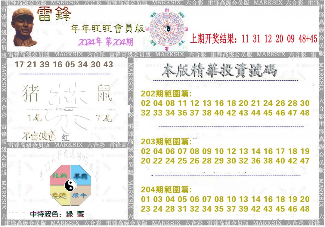 2024204期雷锋鼠年旺旺版