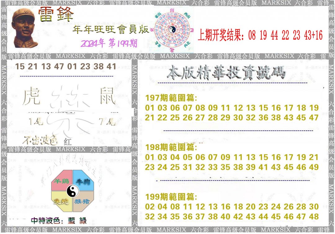 2024199期雷锋鼠年旺旺版