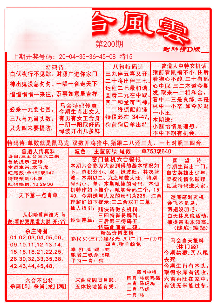 2024200期六合风云A