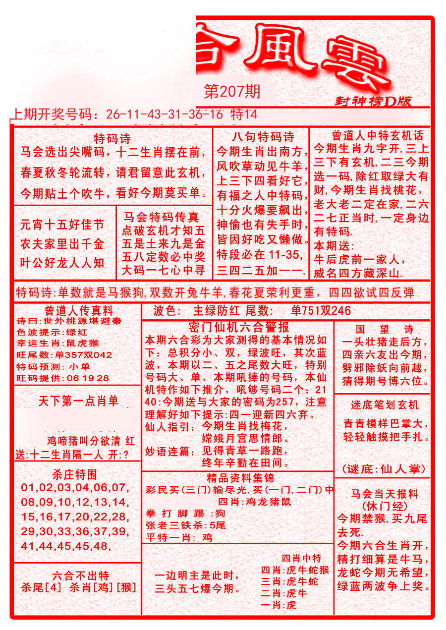 2024207期六合风云A