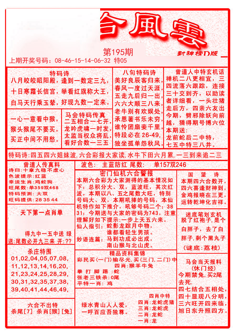 2024195期六合风云A