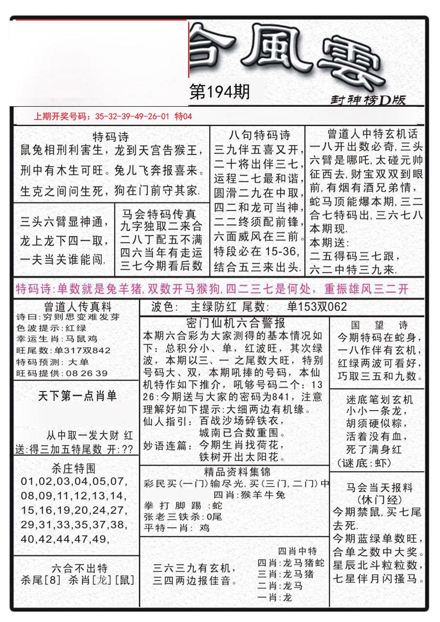 2024194期六合风云A