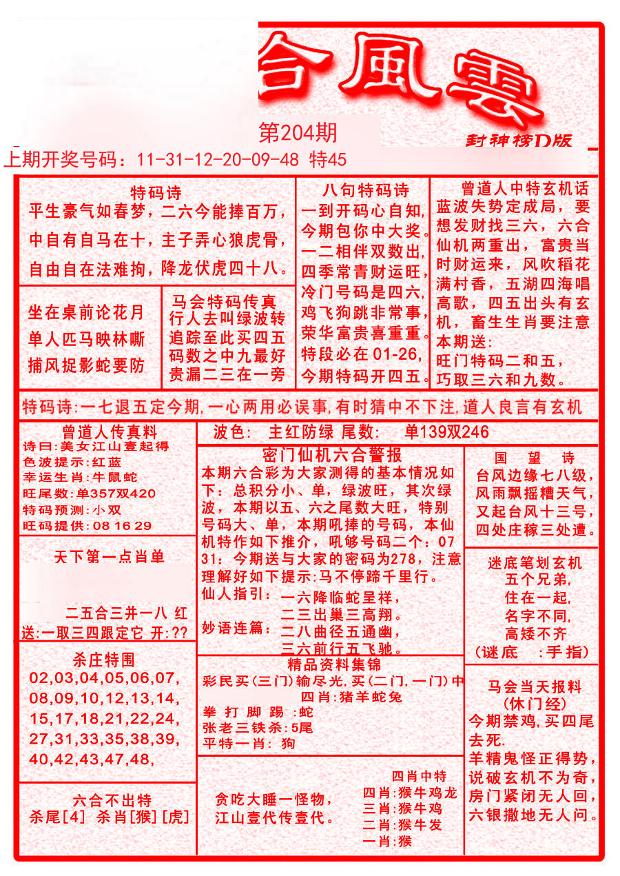 2024204期六合风云A