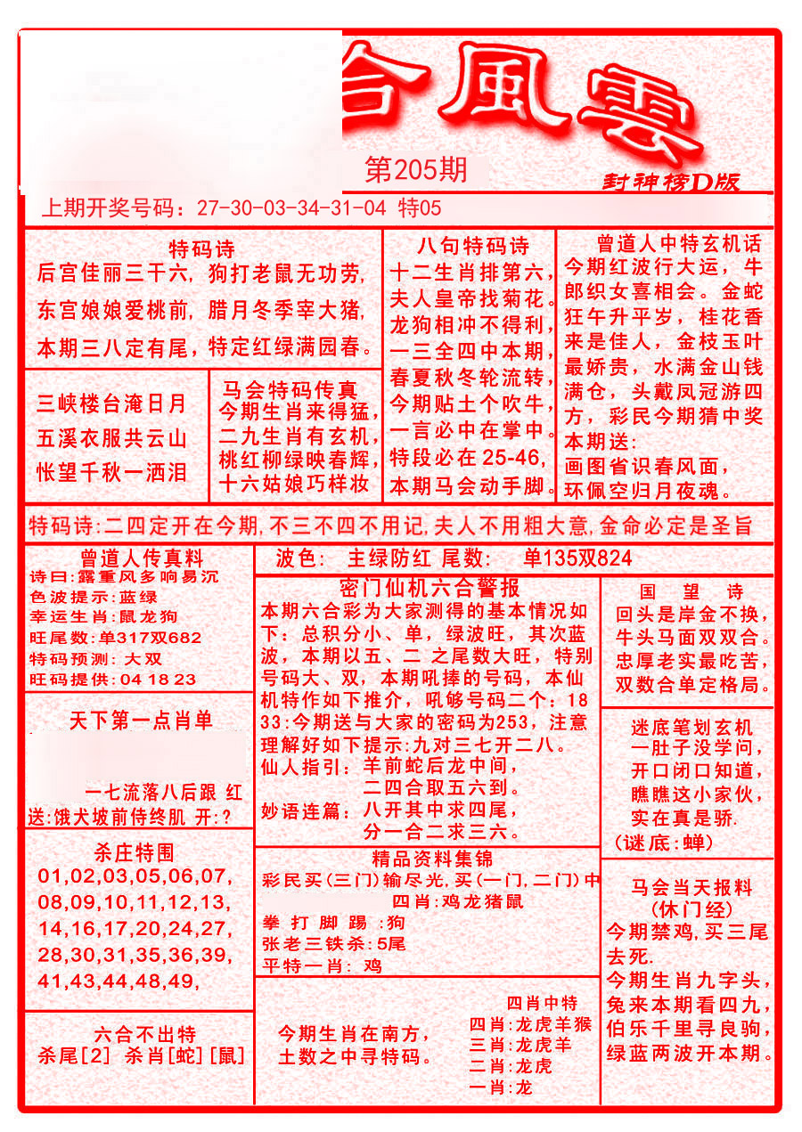 2024205期六合风云A