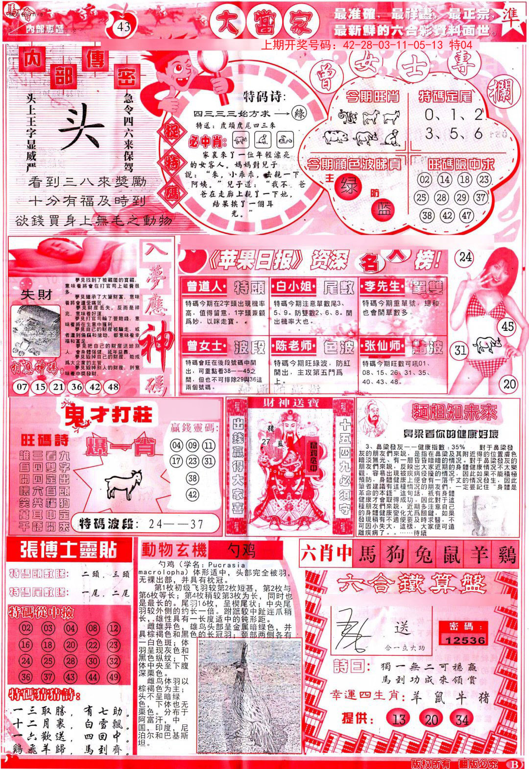 2024209期彩卷后庄B
