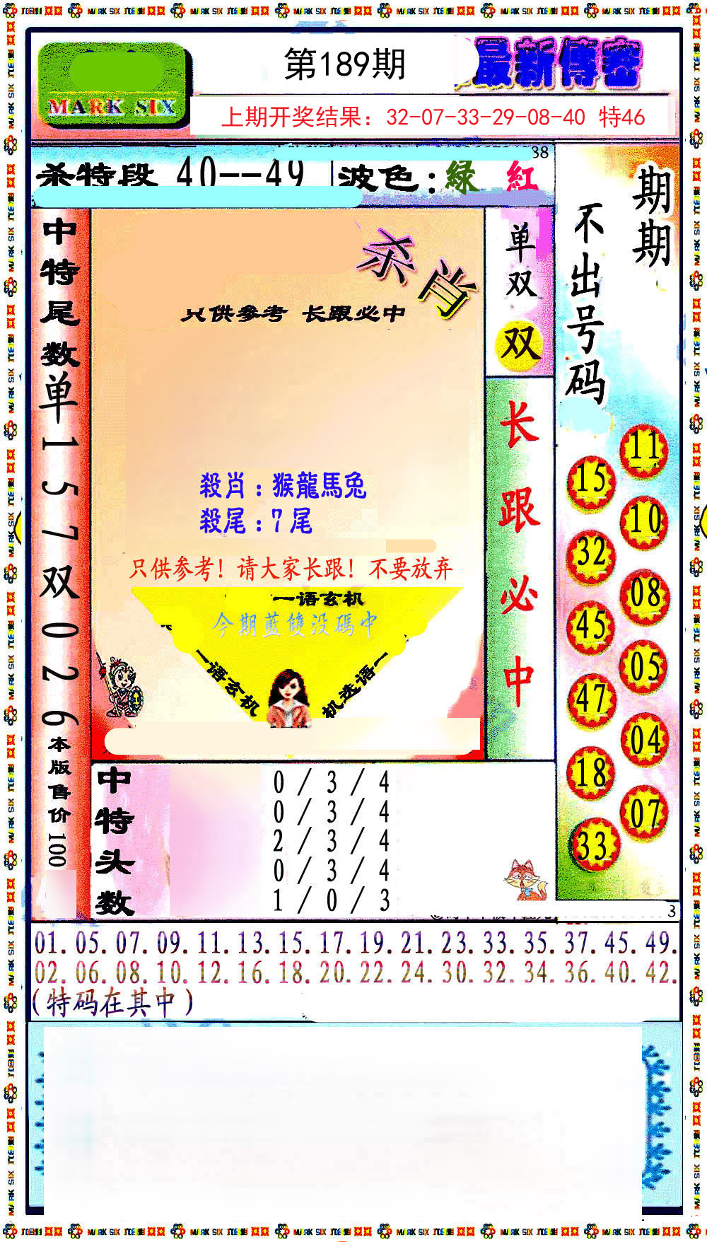 2024189期最新传密绝杀6肖