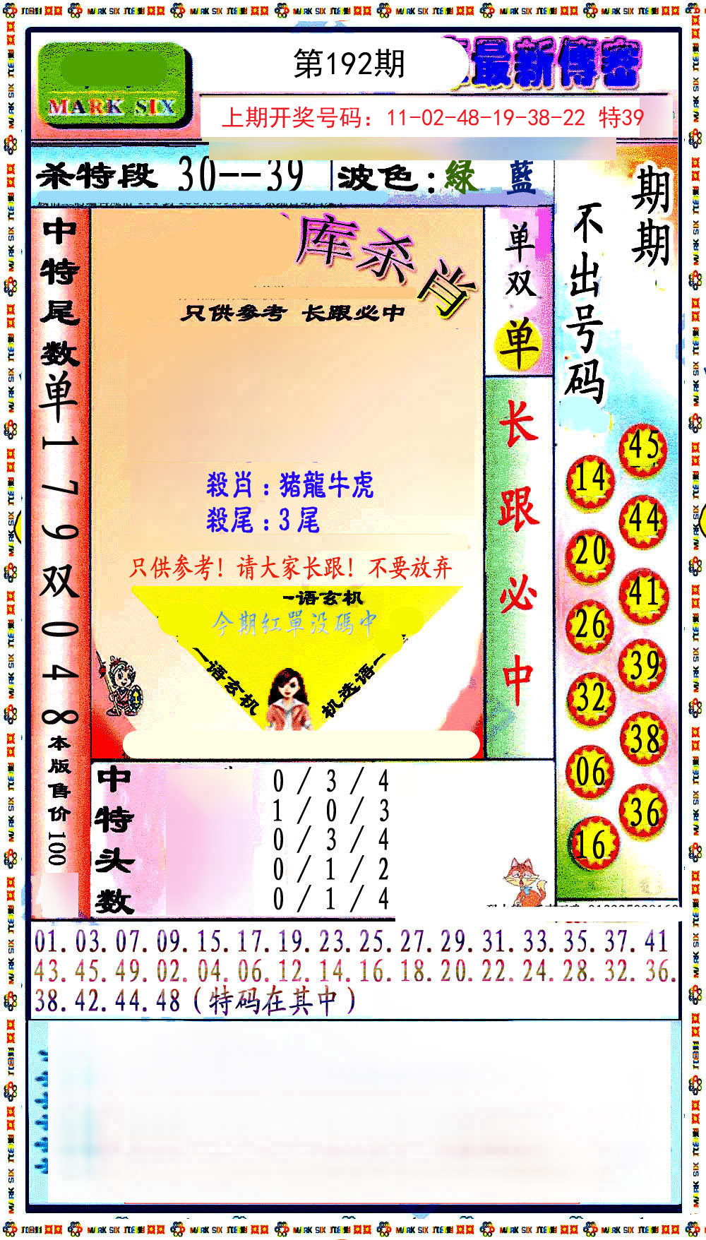 2024192期最新传密绝杀6肖