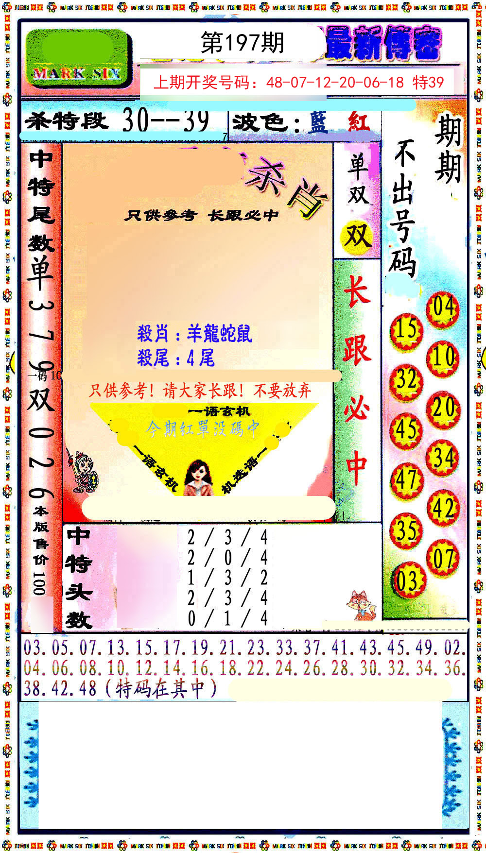 2024197期最新传密绝杀6肖