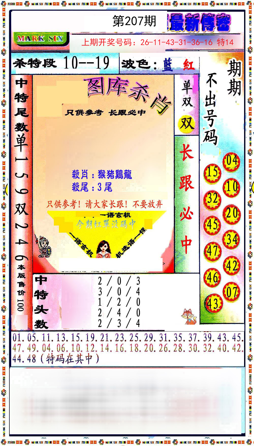 2024207期最新传密绝杀6肖