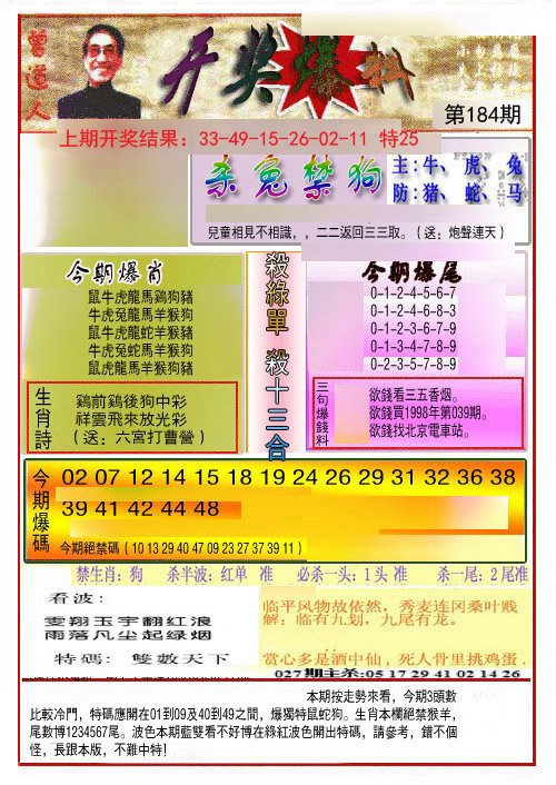 2024184期开奖爆料(新图推荐)