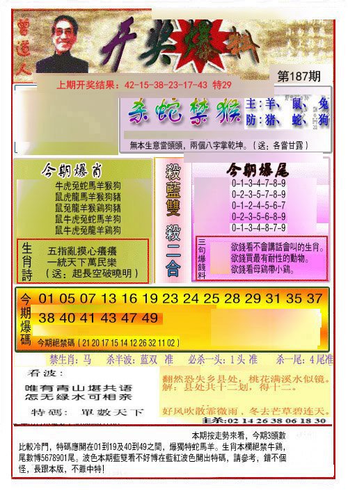 2024187期开奖爆料(新图推荐)