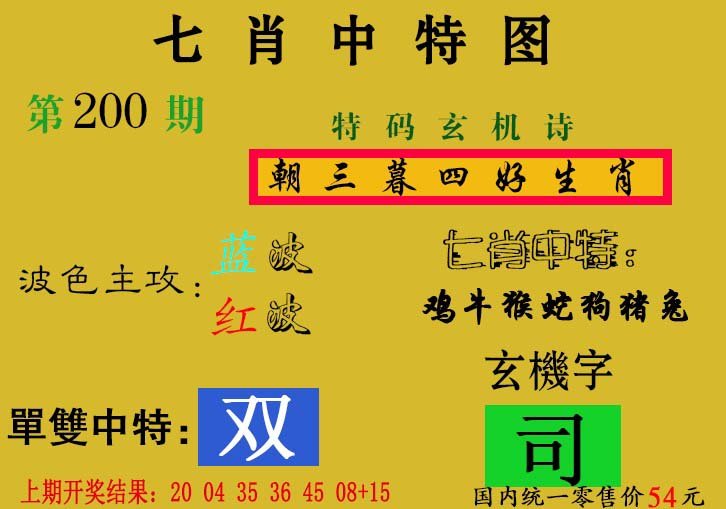 2024200期七肖中特