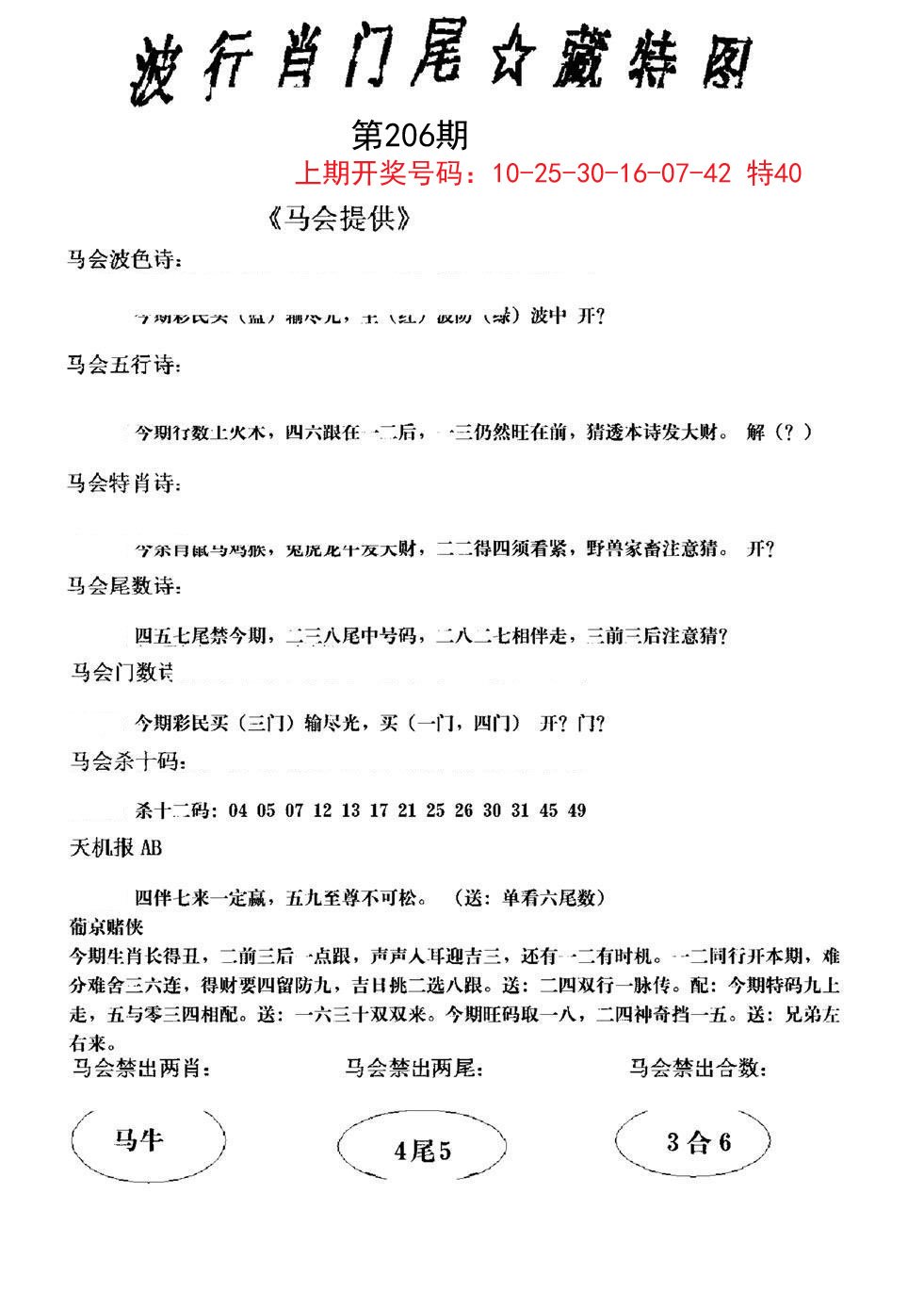2024206期波行肖尾藏特图
