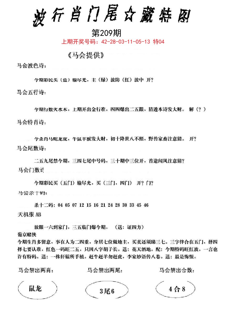 2024209期波行肖尾藏特图