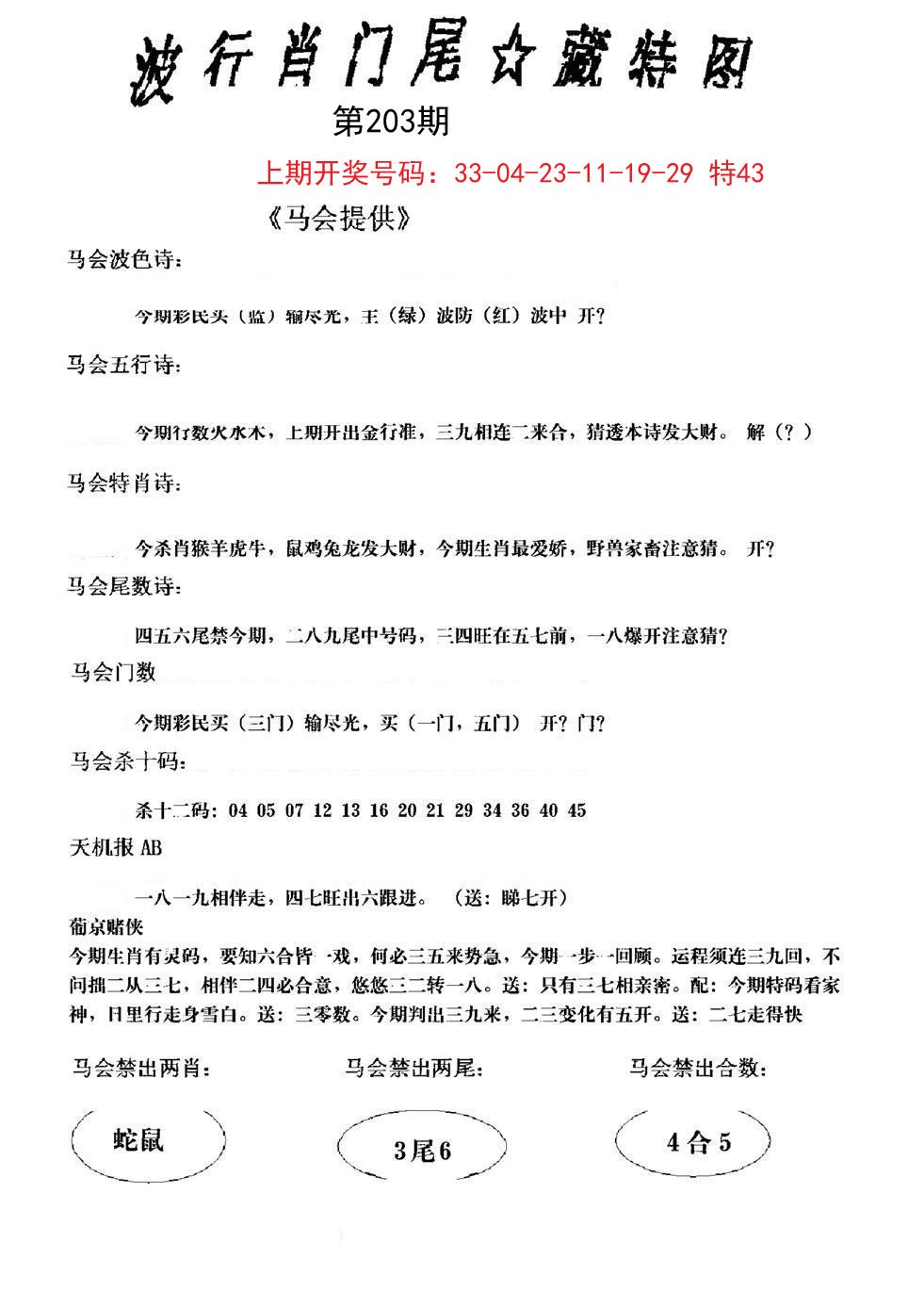 2024203期波行肖尾藏特图