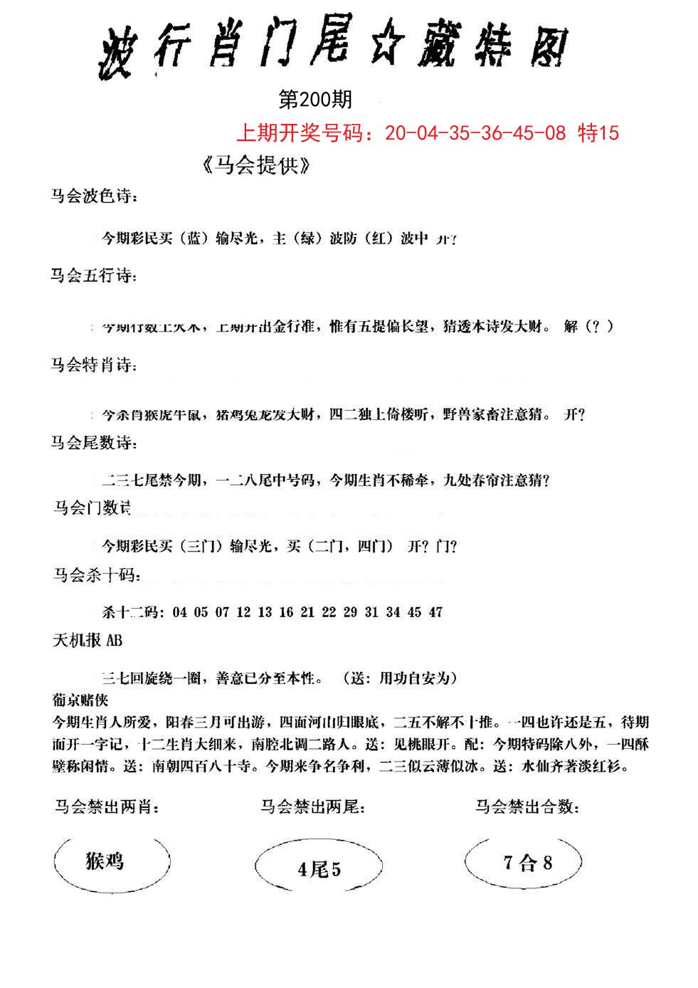 2024200期波行肖尾藏特图