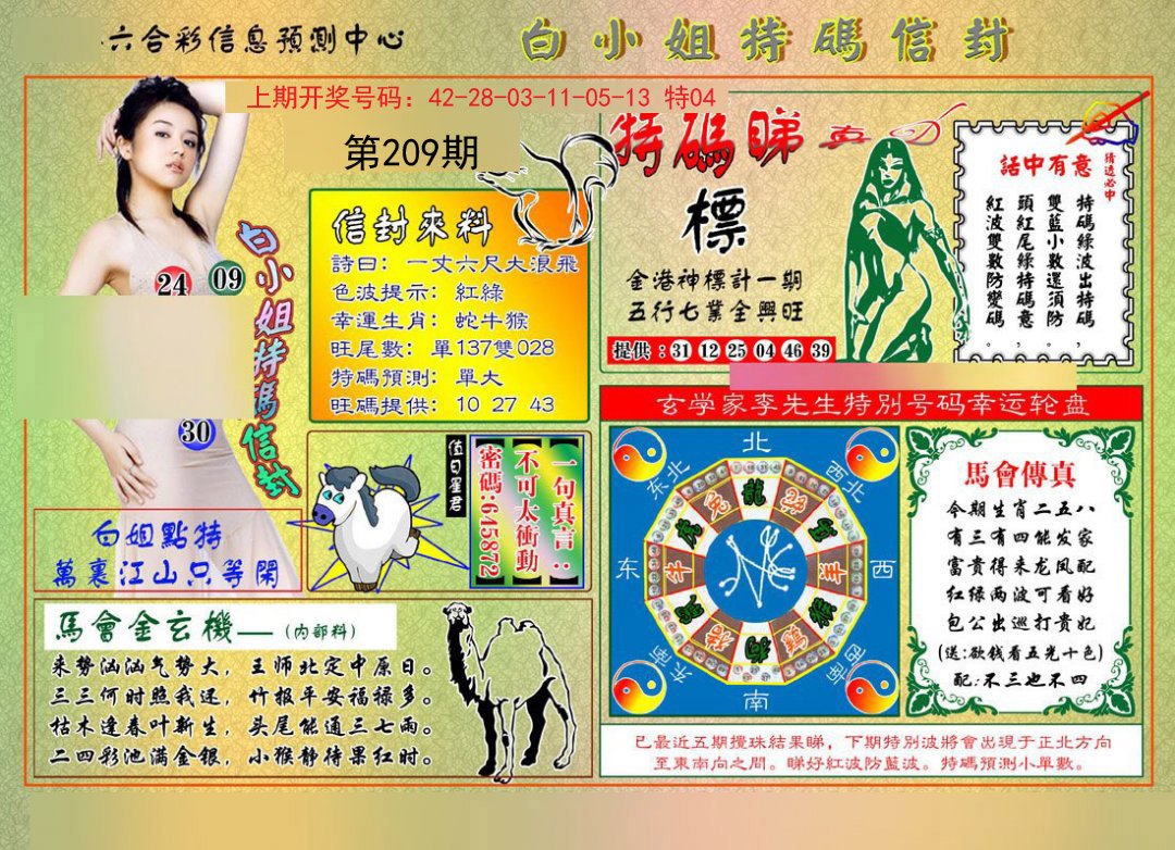 2024209期白小姐特码信封