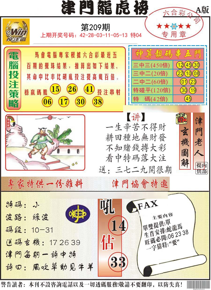 2024209期津门龙虎榜A