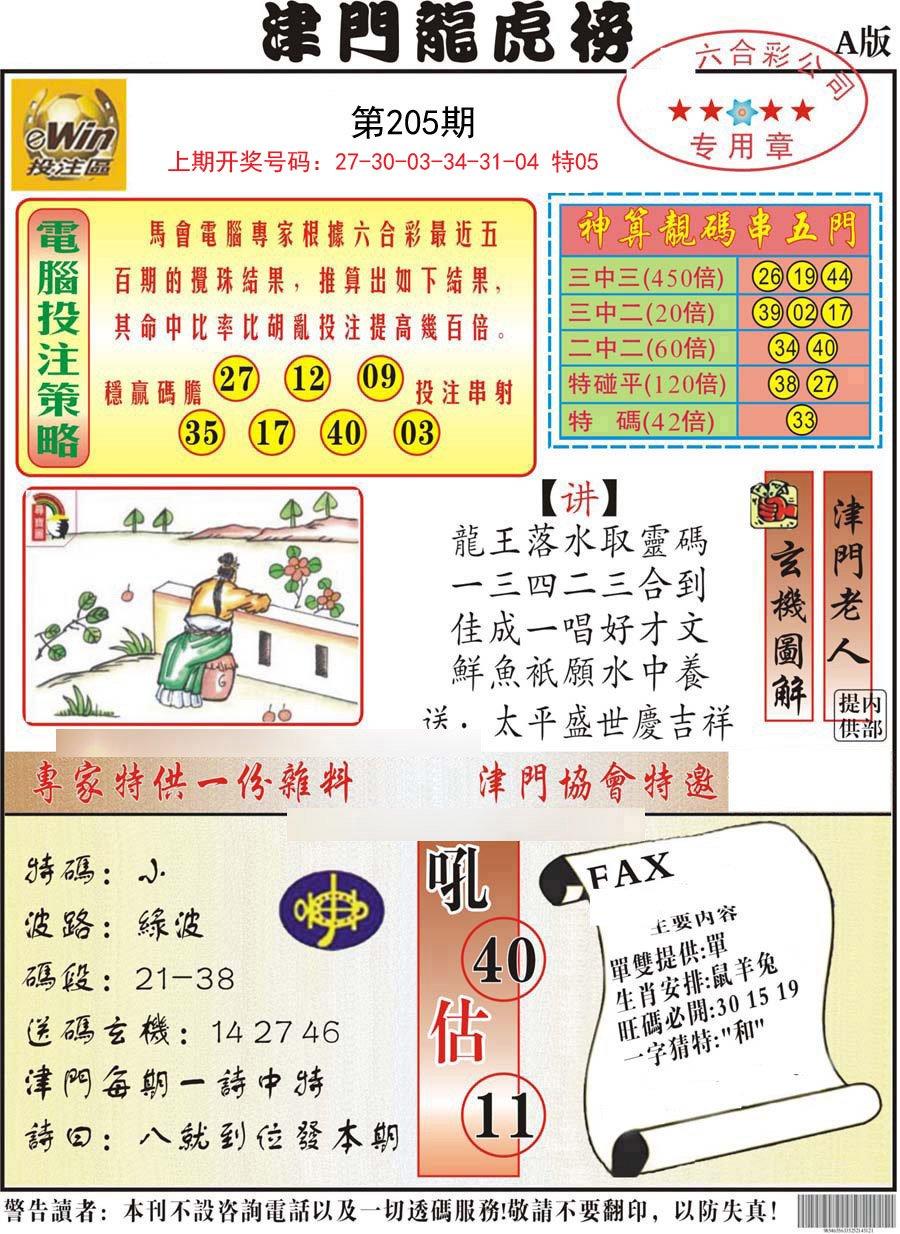 2024205期津门龙虎榜A