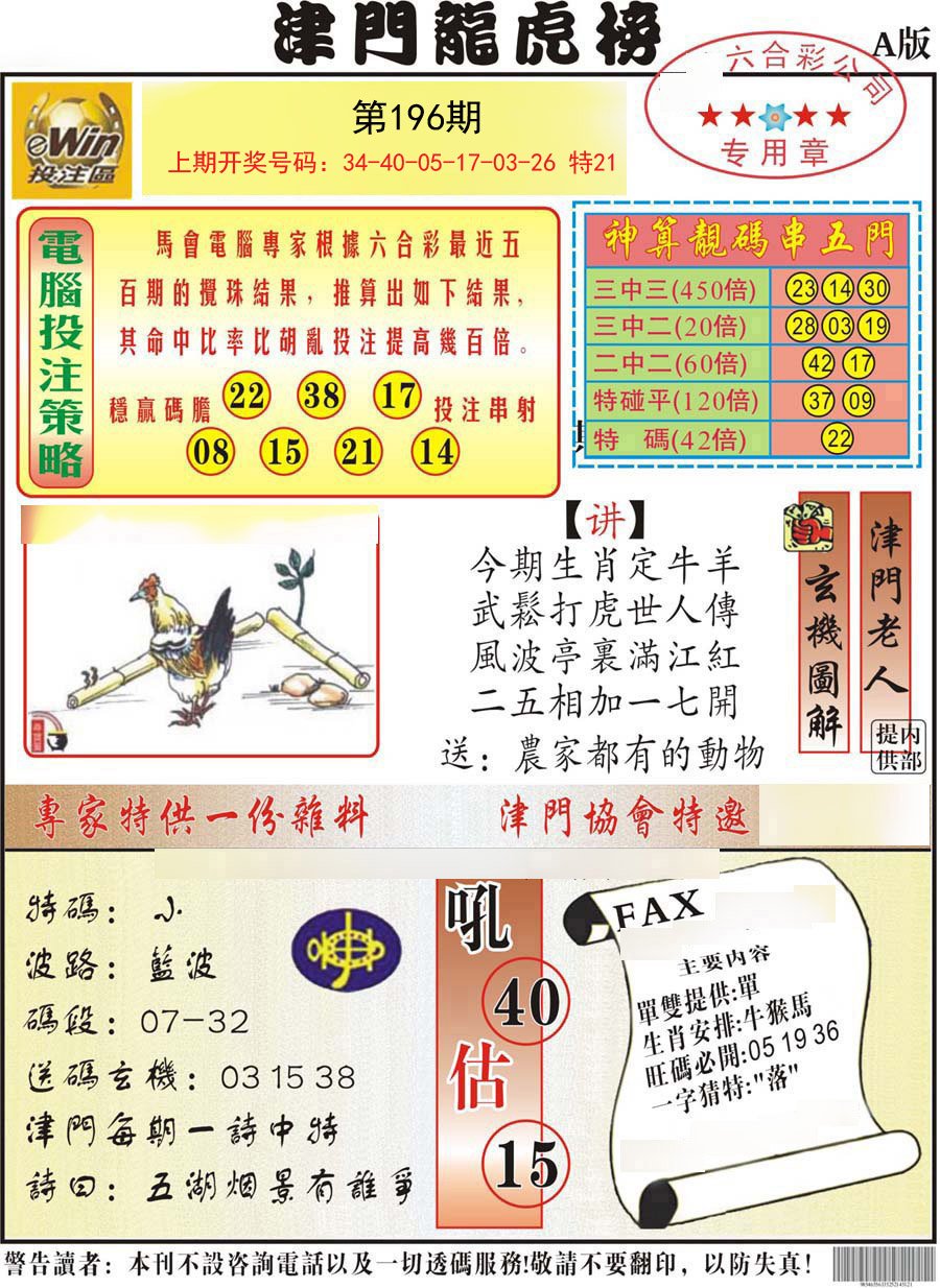 2024196期津门龙虎榜A