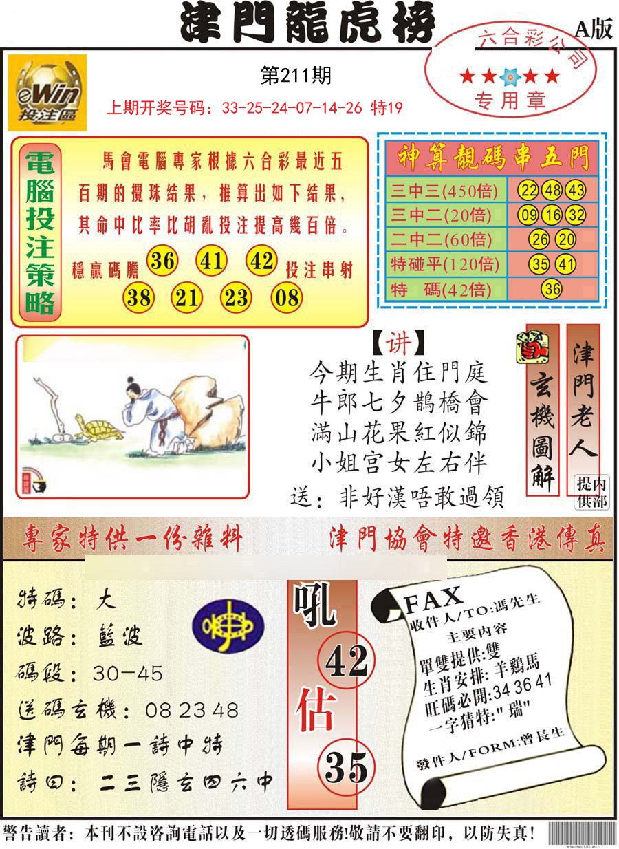 2024211期津门龙虎榜A