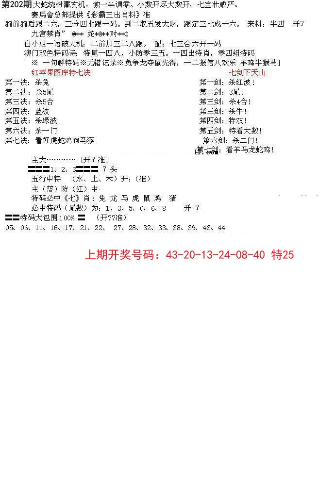 2024202期特新五鬼B
