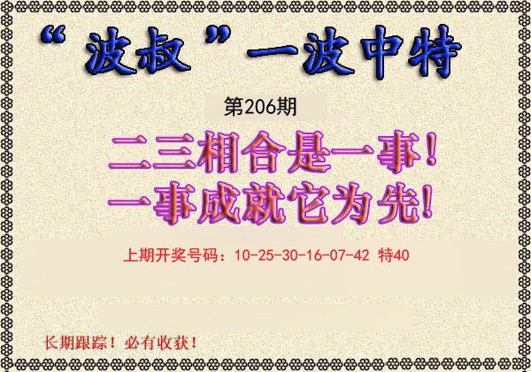 2024206期波叔一波中特