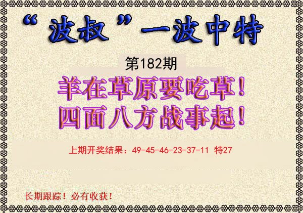 2024182期波叔一波中特
