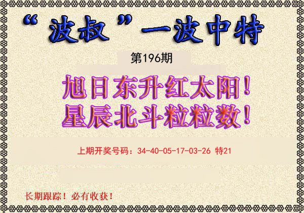 2024196期波叔一波中特
