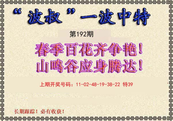 2024192期波叔一波中特